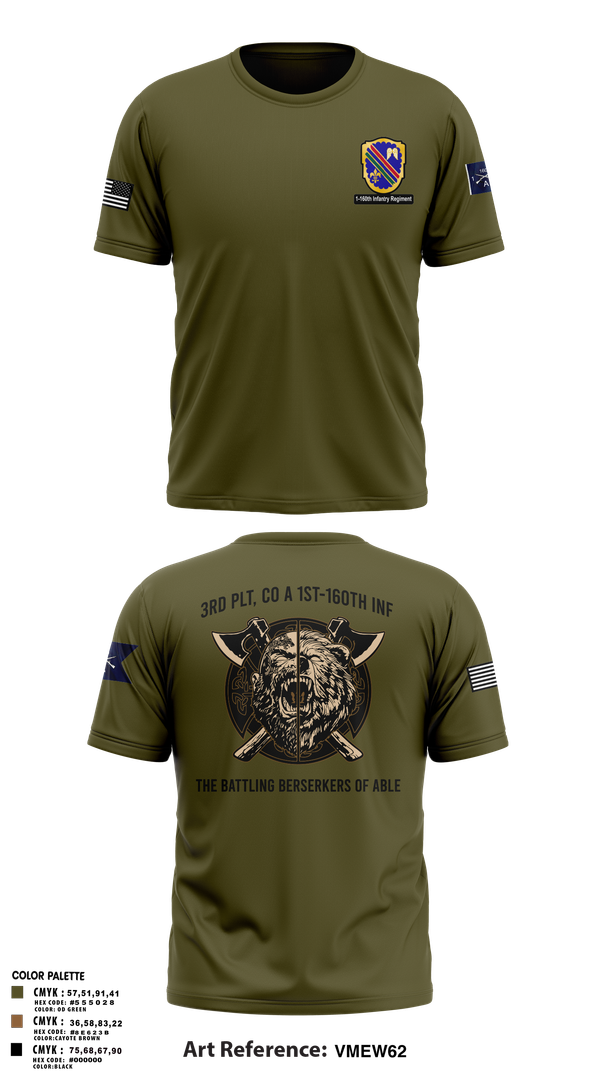 Short Sleeve Performance Shirt, Co A, 1st-160th INF, 79th IBCT, , Teamtime, Team time, sublimation, custom sports apparel, team uniforms, spirit wear, spiritwear, sports uniforms, custom shirts, team store, custom team store, fundraiser sports, apparel fundraiser