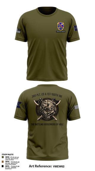 Old School Cotton Feel Shirt, Co A, 1st-160th INF, 79th IBCT, , Teamtime, Team time, sublimation, custom sports apparel, team uniforms, spirit wear, spiritwear, sports uniforms, custom shirts, team store, custom team store, fundraiser sports, apparel fundraiser