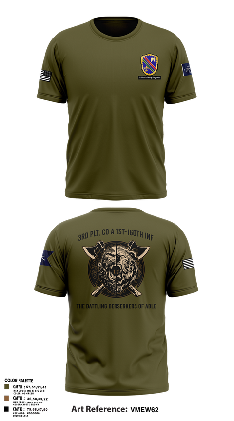 Old School Cotton Feel Shirt, Co A, 1st-160th INF, 79th IBCT, , Teamtime, Team time, sublimation, custom sports apparel, team uniforms, spirit wear, spiritwear, sports uniforms, custom shirts, team store, custom team store, fundraiser sports, apparel fundraiser