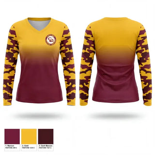 Womens Long Sleeve Vneck Shirt, Clovis West Babe Ruth / Cal Ripken Youth Baseball League, Baseball, Teamtime, Team time, sublimation, custom sports apparel, team uniforms, spirit wear, spiritwear, sports uniforms, custom shirts, team store, custom team store, fundraiser sports, apparel fundraiser