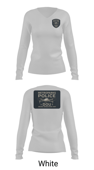 Womens Long Sleeve Vneck Shirt, Drone Operations Unit, Police, Teamtime, Team time, sublimation, custom sports apparel, team uniforms, spirit wear, spiritwear, sports uniforms, custom shirts, team store, custom team store, fundraiser sports, apparel fundraiser