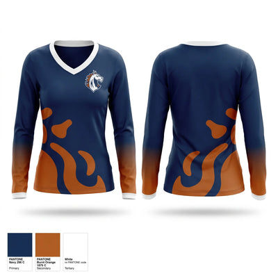 Mustangs Women's Long Sleeve V-neck Shirt - 1