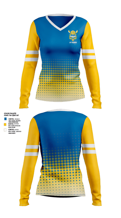 Jr Vikings 70392092 Women's Long Sleeve V-neck Shirt - 1