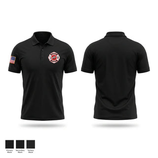 Short Sleeve Performance Polo, Edinburgh Fire Lancer Logo, EMS/EMT, Teamtime, Team time, sublimation, custom sports apparel, team uniforms, spirit wear, spiritwear, sports uniforms, custom shirts, team store, custom team store, fundraiser sports, apparel fundraiser