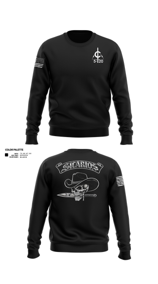 Crew Neck Sweatshirt, 2/C Sicarios, Army, Teamtime, Team time, sublimation, custom sports apparel, team uniforms, spirit wear, spiritwear, sports uniforms, custom shirts, team store, custom team store, fundraiser sports, apparel fundraiser
