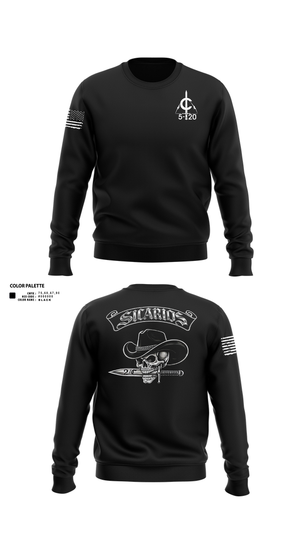 Crew Neck Sweatshirt, 2/C Sicarios, Army, Teamtime, Team time, sublimation, custom sports apparel, team uniforms, spirit wear, spiritwear, sports uniforms, custom shirts, team store, custom team store, fundraiser sports, apparel fundraiser
