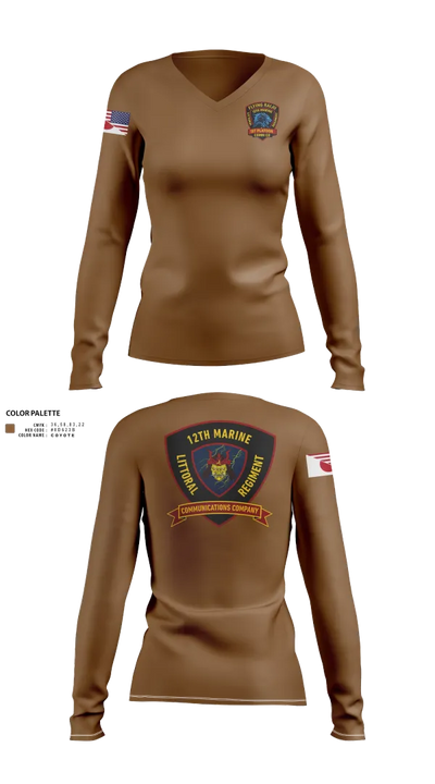 12th MLR Headquarters Element 19917243 Women's Long Sleeve V-neck Shirt - 121