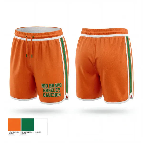 Mens Reversible Basketball Shorts, Rio Bravo Greeley Gauchos, Women's Basketball, Teamtime, Team time, sublimation, custom sports apparel, team uniforms, spirit wear, spiritwear, sports uniforms, custom shirts, team store, custom team store, fundraiser sports, apparel fundraiser