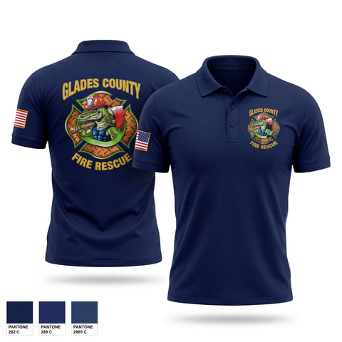 Short Sleeve Performance Polo, Glades County Fire Rescue, Fire Department, Teamtime, Team time, sublimation, custom sports apparel, team uniforms, spirit wear, spiritwear, sports uniforms, custom shirts, team store, custom team store, fundraiser sports, apparel fundraiser
