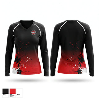 Womens Long Sleeve Vneck Shirt, Mayhem, Baseball, Teamtime, Team time, sublimation, custom sports apparel, team uniforms, spirit wear, spiritwear, sports uniforms, custom shirts, team store, custom team store, fundraiser sports, apparel fundraiser