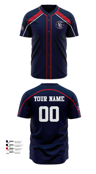 Full Button Baseball Jersey, YOUNG GUNS, Baseball, Teamtime, Team time, sublimation, custom sports apparel, team uniforms, spirit wear, spiritwear, sports uniforms, custom shirts, team store, custom team store, fundraiser sports, apparel fundraiser