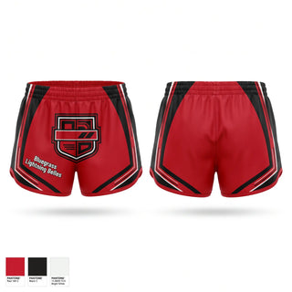 Womens Shorts, Bluegrass Lightning Belles, Softball, Teamtime, Team time, sublimation, custom sports apparel, team uniforms, spirit wear, spiritwear, sports uniforms, custom shirts, team store, custom team store, fundraiser sports, apparel fundraiser