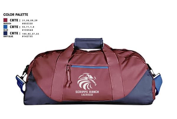 Duffle Bag, Scripps Ranch Lacrosse, Men's Lacrosse, Teamtime, Team time, sublimation, custom sports apparel, team uniforms, spirit wear, spiritwear, sports uniforms, custom shirts, team store, custom team store, fundraiser sports, apparel fundraiser