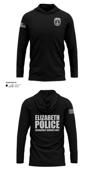 Long Sleeve Performance Shirt with hood, Emergency Service Unit, Police, Teamtime, Team time, sublimation, custom sports apparel, team uniforms, spirit wear, spiritwear, sports uniforms, custom shirts, team store, custom team store, fundraiser sports, apparel fundraiser