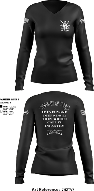 Womens Long Sleeve Vneck Shirt, Charlie Co, Army, Teamtime, Team time, sublimation, custom sports apparel, team uniforms, spirit wear, spiritwear, sports uniforms, custom shirts, team store, custom team store, fundraiser sports, apparel fundraiser