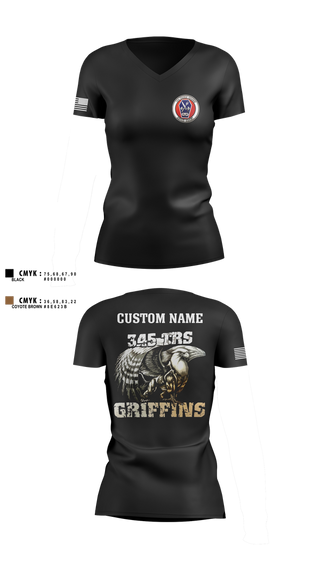 Womens Short Sleeve Vneck Shirt, 345th TRS, , Teamtime, Team time, sublimation, custom sports apparel, team uniforms, spirit wear, spiritwear, sports uniforms, custom shirts, team store, custom team store, fundraiser sports, apparel fundraiser