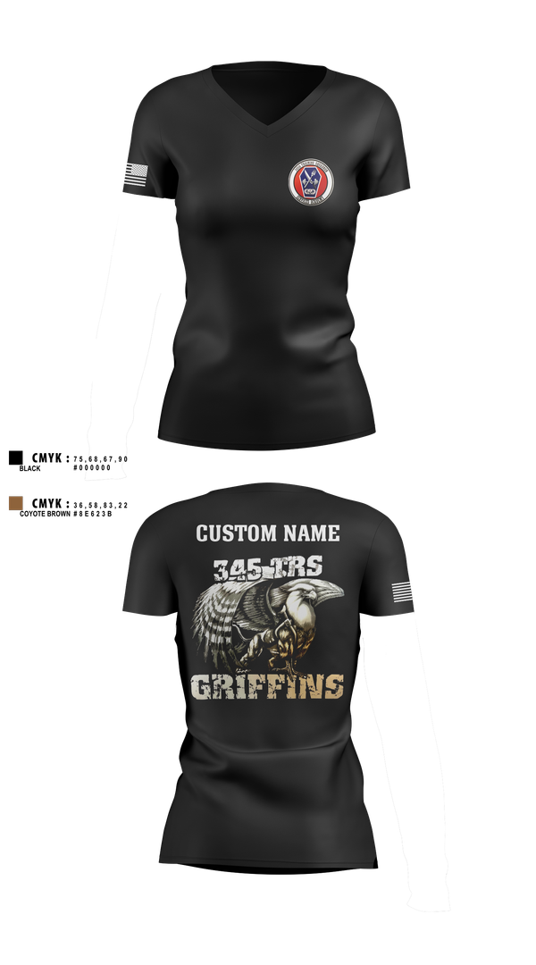 Womens Short Sleeve Vneck Shirt, 345th TRS, , Teamtime, Team time, sublimation, custom sports apparel, team uniforms, spirit wear, spiritwear, sports uniforms, custom shirts, team store, custom team store, fundraiser sports, apparel fundraiser