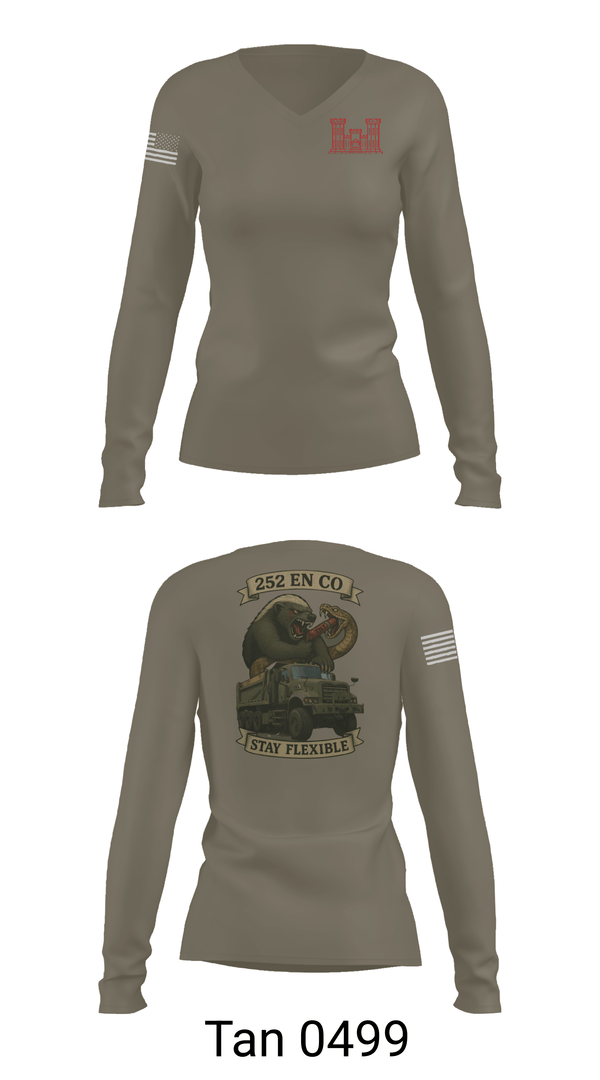 Womens Long Sleeve Vneck Shirt, 252 EN CO, National Guard, Teamtime, Team time, sublimation, custom sports apparel, team uniforms, spirit wear, spiritwear, sports uniforms, custom shirts, team store, custom team store, fundraiser sports, apparel fundraiser