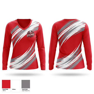 South Charleston Cyclones Women's Long Sleeve V-neck Shirt - 1