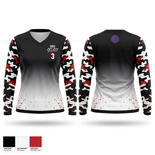 Womens Long Sleeve Vneck Shirt, NOCO Select, Men's Basketball, Teamtime, Team time, sublimation, custom sports apparel, team uniforms, spirit wear, spiritwear, sports uniforms, custom shirts, team store, custom team store, fundraiser sports, apparel fundraiser