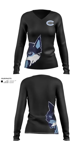 Womens Long Sleeve Vneck Shirt, Clarksburg High School, , Teamtime, Team time, sublimation, custom sports apparel, team uniforms, spirit wear, spiritwear, sports uniforms, custom shirts, team store, custom team store, fundraiser sports, apparel fundraiser