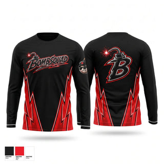 Long Sleeve Performance Shirt, BombSquad, Baseball, Teamtime, Team time, sublimation, custom sports apparel, team uniforms, spirit wear, spiritwear, sports uniforms, custom shirts, team store, custom team store, fundraiser sports, apparel fundraiser