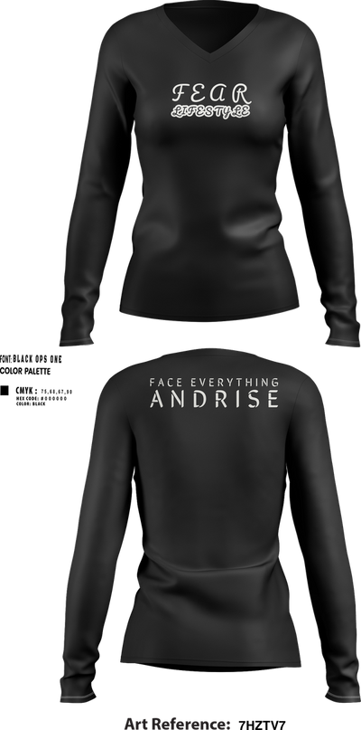 FearLifestyle 46237341 Women's Long Sleeve V-neck Shirt - 104