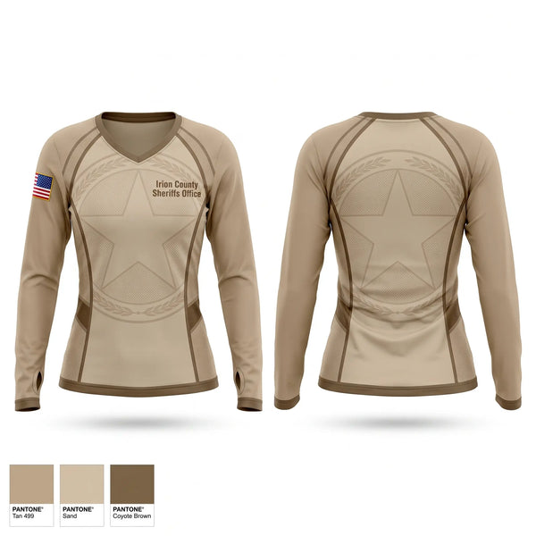 Womens Long Sleeve Vneck Shirt, Irion County Sheriff's Office, Police, Teamtime, Team time, sublimation, custom sports apparel, team uniforms, spirit wear, spiritwear, sports uniforms, custom shirts, team store, custom team store, fundraiser sports, apparel fundraiser