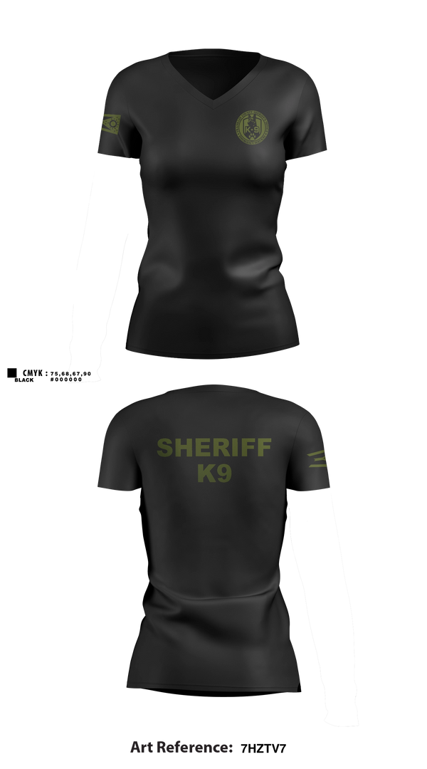 Womens Short Sleeve Vneck Shirt, Franklin County Sheriff Office K9, Police, Teamtime, Team time, sublimation, custom sports apparel, team uniforms, spirit wear, spiritwear, sports uniforms, custom shirts, team store, custom team store, fundraiser sports, apparel fundraiser