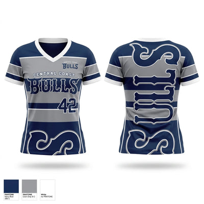Central coast Bulls Women's Short Sleeve V-neck Shirt - 1