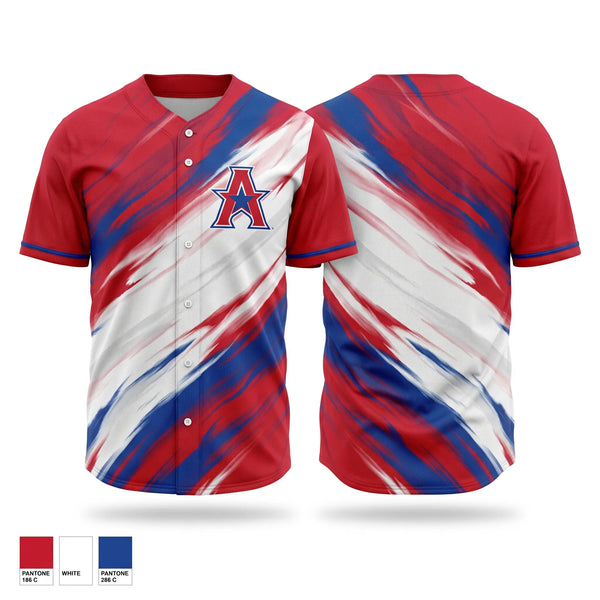 Full Button Baseball Jersey, All American, Baseball, Teamtime, Team time, sublimation, custom sports apparel, team uniforms, spirit wear, spiritwear, sports uniforms, custom shirts, team store, custom team store, fundraiser sports, apparel fundraiser