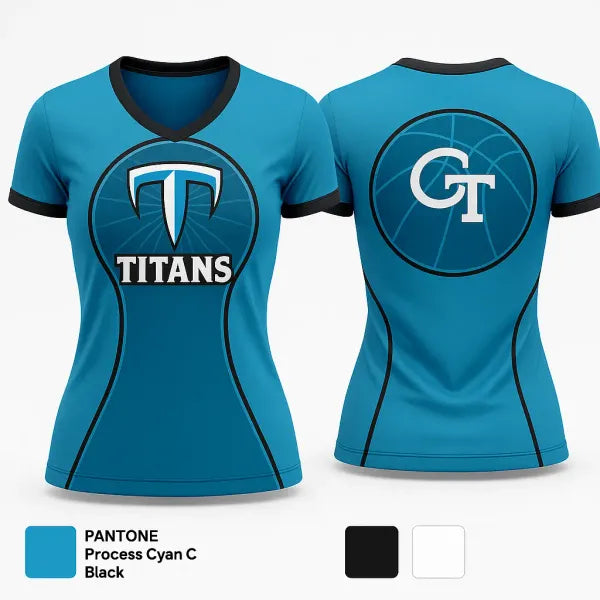 Womens Short Sleeve Vneck Shirt, Titans, Women's Basketball, Teamtime, Team time, sublimation, custom sports apparel, team uniforms, spirit wear, spiritwear, sports uniforms, custom shirts, team store, custom team store, fundraiser sports, apparel fundraiser