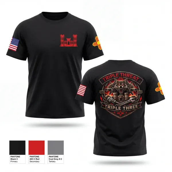 Old School Cotton Feel Shirt, 333rd Triple Threat 2, Army, Teamtime, Team time, sublimation, custom sports apparel, team uniforms, spirit wear, spiritwear, sports uniforms, custom shirts, team store, custom team store, fundraiser sports, apparel fundraiser
