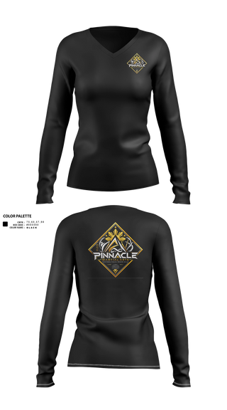 Womens Long Sleeve Vneck Shirt, Pinnacle Martial Arts, , Teamtime, Team time, sublimation, custom sports apparel, team uniforms, spirit wear, spiritwear, sports uniforms, custom shirts, team store, custom team store, fundraiser sports, apparel fundraiser