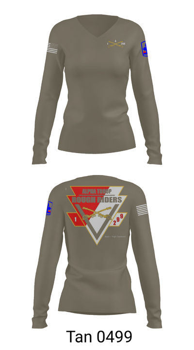 A Troop, 1st squadron-299th Calvary Regiment 70291790 Women's Long Sleeve V-neck Shirt - 77