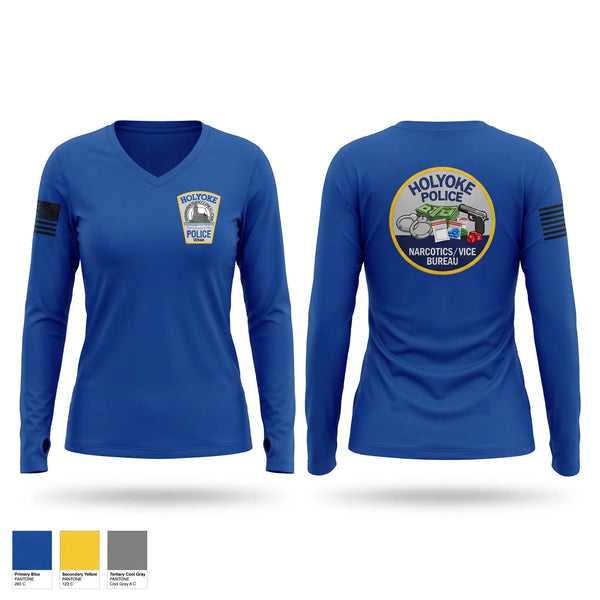 Womens Long Sleeve Vneck Shirt, Narcotics/ Vice Bureau, Police, Teamtime, Team time, sublimation, custom sports apparel, team uniforms, spirit wear, spiritwear, sports uniforms, custom shirts, team store, custom team store, fundraiser sports, apparel fundraiser
