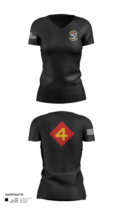 14th Marine regiment 4th Marine corps division 57481844 Women's Short Sleeve V-neck Shirt - 100