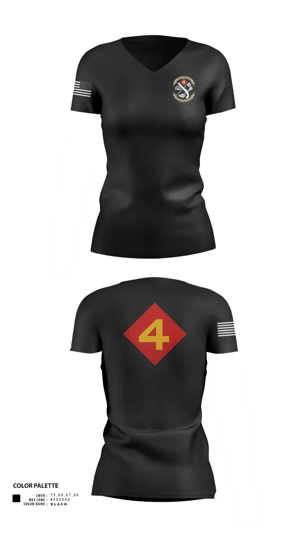 Womens Short Sleeve Vneck Shirt, 14th Marine regiment 4th Marine corps division, , Teamtime, Team time, sublimation, custom sports apparel, team uniforms, spirit wear, spiritwear, sports uniforms, custom shirts, team store, custom team store, fundraiser sports, apparel fundraiser