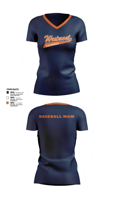 Westmont Youth Baseball 21491450 Women's Short Sleeve V-neck Shirt - 6