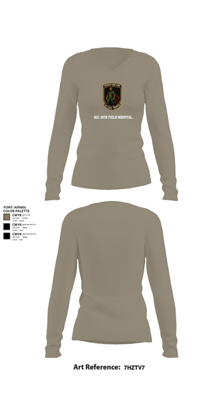Womens Long Sleeve Vneck Shirt, SCC 10th Field Hospital, , Teamtime, Team time, sublimation, custom sports apparel, team uniforms, spirit wear, spiritwear, sports uniforms, custom shirts, team store, custom team store, fundraiser sports, apparel fundraiser