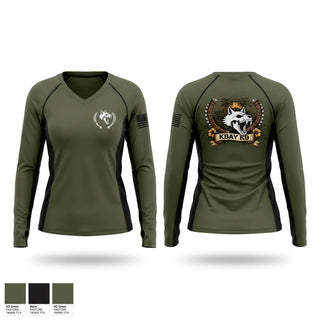 Womens Long Sleeve Vneck Shirt, MCB HAWAII PMO K9, Marines, Teamtime, Team time, sublimation, custom sports apparel, team uniforms, spirit wear, spiritwear, sports uniforms, custom shirts, team store, custom team store, fundraiser sports, apparel fundraiser