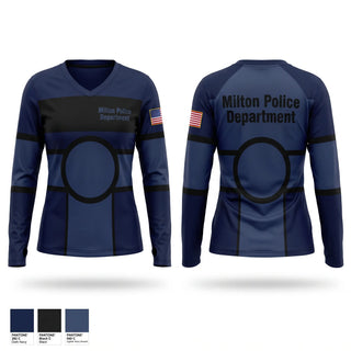 Womens Long Sleeve Vneck Shirt, Milton Police Department, Police, Teamtime, Team time, sublimation, custom sports apparel, team uniforms, spirit wear, spiritwear, sports uniforms, custom shirts, team store, custom team store, fundraiser sports, apparel fundraiser