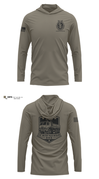 Long Sleeve Performance Shirt with hood, 118th Military Police Battalion, National Guard, Teamtime, Team time, sublimation, custom sports apparel, team uniforms, spirit wear, spiritwear, sports uniforms, custom shirts, team store, custom team store, fundraiser sports, apparel fundraiser