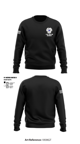 Crew Neck Sweatshirt, 1-222 Aviaition Regiment, Army, Teamtime, Team time, sublimation, custom sports apparel, team uniforms, spirit wear, spiritwear, sports uniforms, custom shirts, team store, custom team store, fundraiser sports, apparel fundraiser