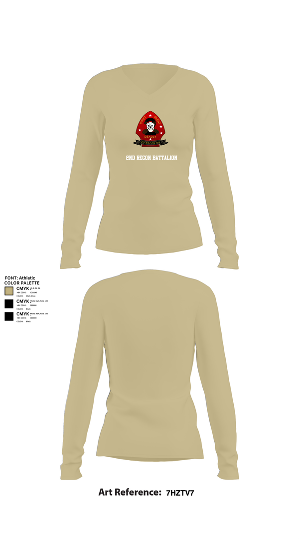 Womens Long Sleeve Vneck Shirt, 2nd Recon Battalion, , Teamtime, Team time, sublimation, custom sports apparel, team uniforms, spirit wear, spiritwear, sports uniforms, custom shirts, team store, custom team store, fundraiser sports, apparel fundraiser
