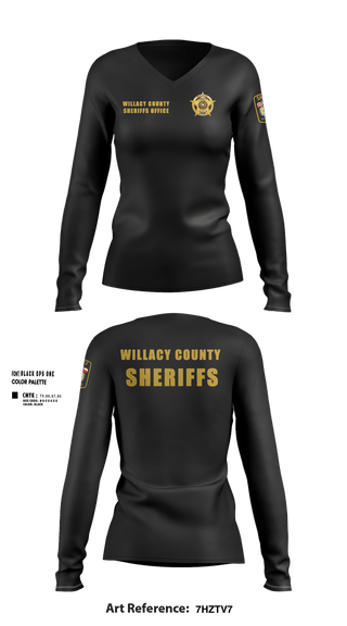 Womens Long Sleeve Vneck Shirt, Willacy County Sheriff's Office, Police, Teamtime, Team time, sublimation, custom sports apparel, team uniforms, spirit wear, spiritwear, sports uniforms, custom shirts, team store, custom team store, fundraiser sports, apparel fundraiser