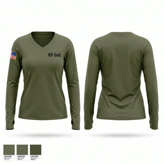 Womens Long Sleeve Vneck Shirt, K9 Unit, Police, Teamtime, Team time, sublimation, custom sports apparel, team uniforms, spirit wear, spiritwear, sports uniforms, custom shirts, team store, custom team store, fundraiser sports, apparel fundraiser
