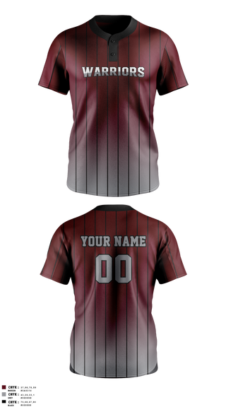 Two Button Softball Jersey, Warriors, Softball, Teamtime, Team time, sublimation, custom sports apparel, team uniforms, spirit wear, spiritwear, sports uniforms, custom shirts, team store, custom team store, fundraiser sports, apparel fundraiser