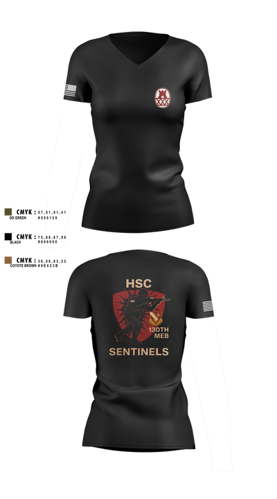 HSC 130th MEB 16353532 Women's Short Sleeve V-neck Shirt - 3