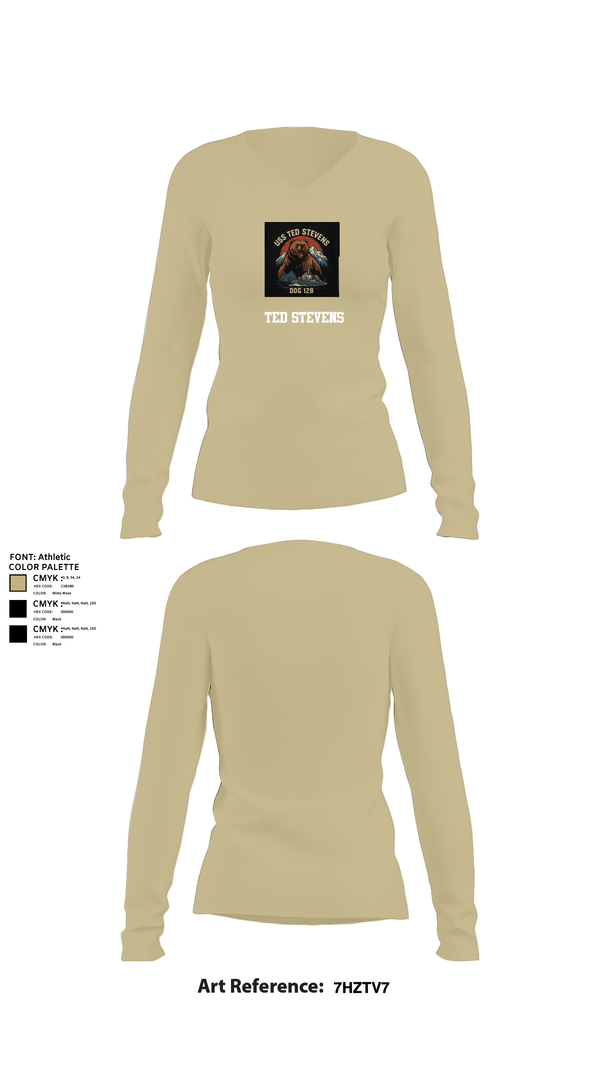 Womens Long Sleeve Vneck Shirt, TED STEVENS, , Teamtime, Team time, sublimation, custom sports apparel, team uniforms, spirit wear, spiritwear, sports uniforms, custom shirts, team store, custom team store, fundraiser sports, apparel fundraiser